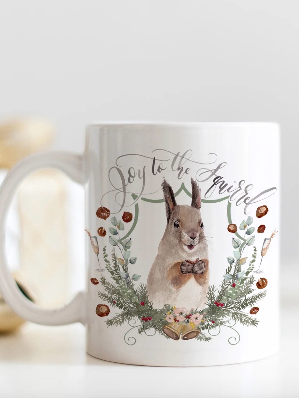 New Cami Monet Joy to the Squirrel  White Christmas Mug ☕️🐿️